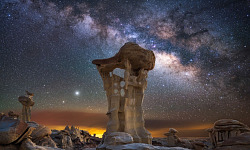 Jupiter Rising Beyond Alien Throne Rock, New Mexico, USA